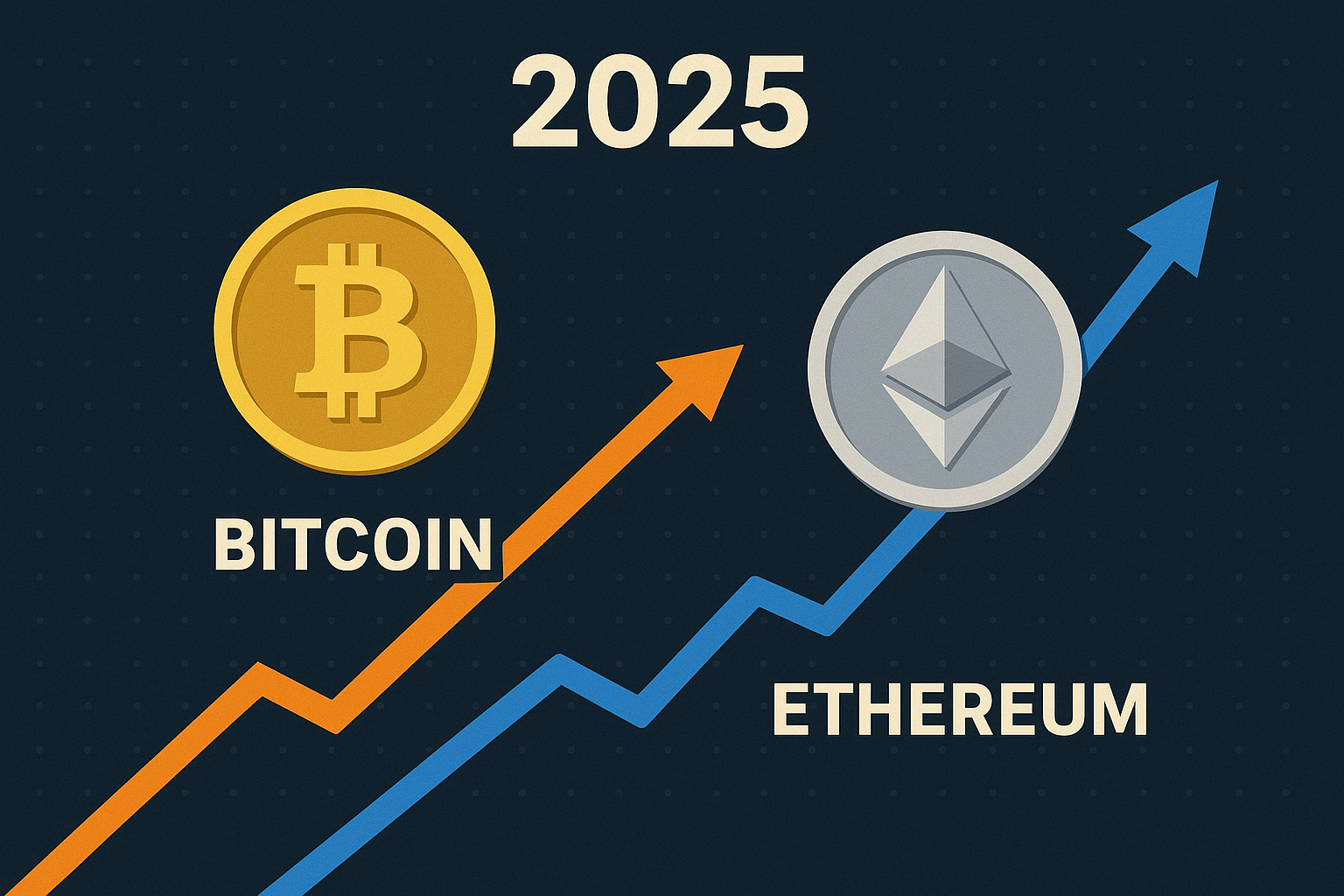Em 2025, a Ethereum vem se valorizando mais que o dobro em relação ao Bitcoin.
